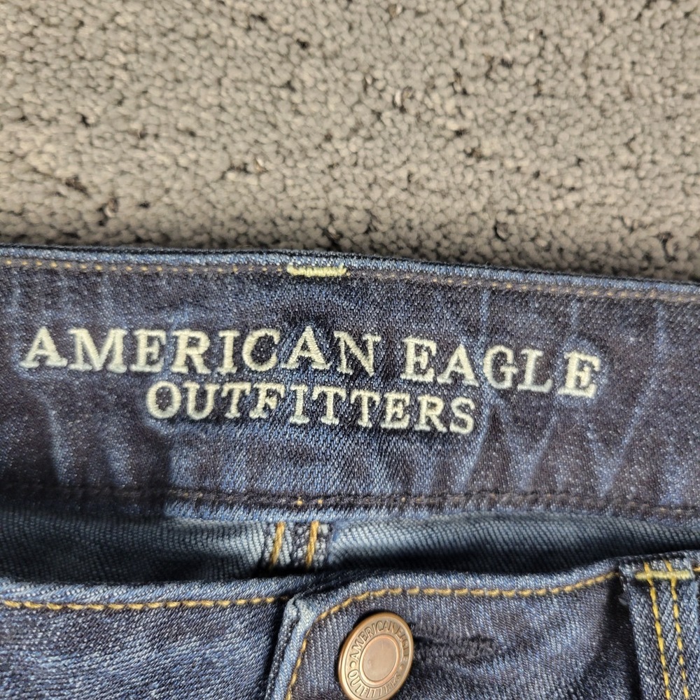 American Eagle Jeans Womens 12 Blue Artist Crop Stretch Dark Wash Mid Rise Denim - Picture 3 of 8